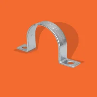 Galvanized steel two-hole U-clamp pipe strap supplied from our Riyadh building materials stock